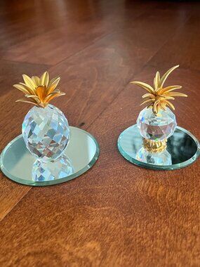 Pair of retired Swarovski crystal pineapples